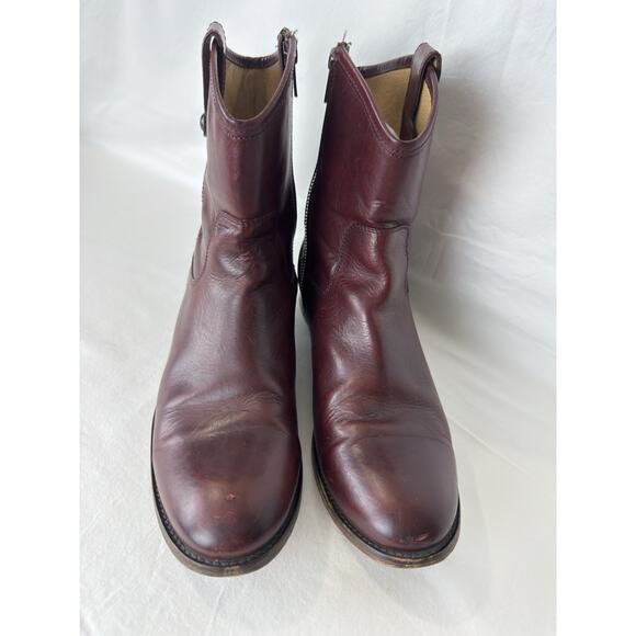 Frye Melissa Button Short Burgundy Leather Side Zip Booties Women’s Size 11B - Picture 3 of 13